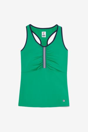 FILA Heritage Racerback Tank Vests Green / Navy,Womens Tennis | CA.XUDSKJ894